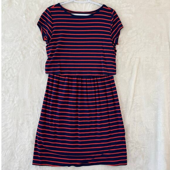 NWT GAP Maternity Blue Red Stripe Dress M Patriotic Nautical - Picture 1 of 8
